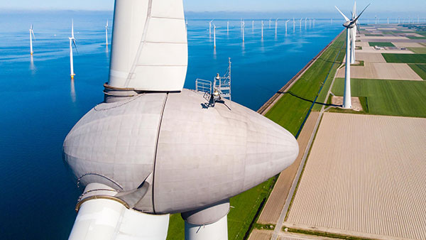Aerial image of windmills