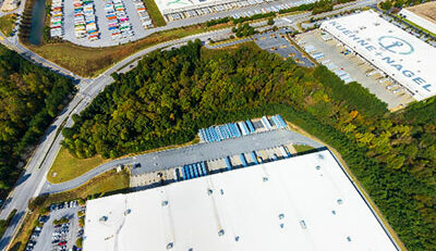 Photo of an aerial view of the Amazon Distribution Center