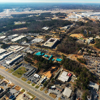 Photo of an aerial view of the American Business Center