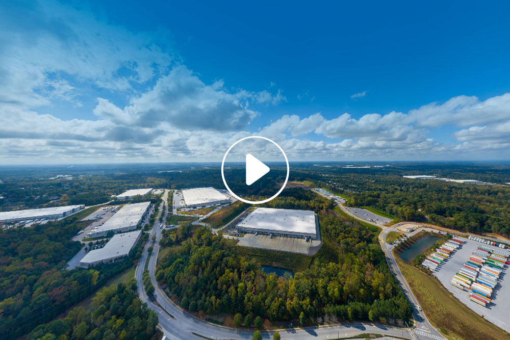 An aerial image of an Amazon Distribution Center in Atlanta, GA